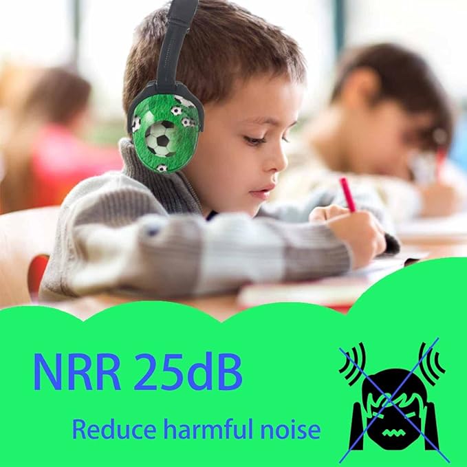 Kids Hearing Protection,25dB NRR Noise Reduction,Sound Proof for Kids,Toddler,Safety Earmuffs for Concert,Airplane,Autism,Monster Jam,Travel,School- Football