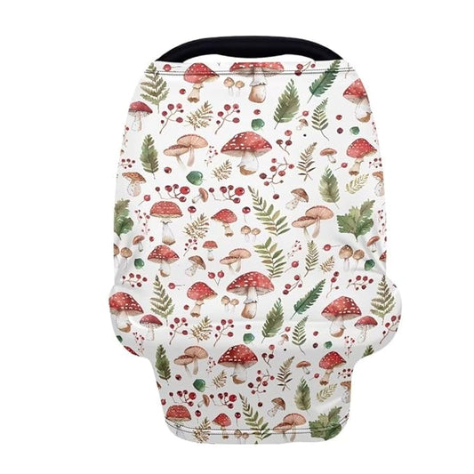 Coldinair Cute Mushroom Car Seat Cover for Babies Boys Girls,Nursing Cover,Soft Stretchy Infant Carseat Canopy,Shopping Cart/High Chair/Stroller Covers
