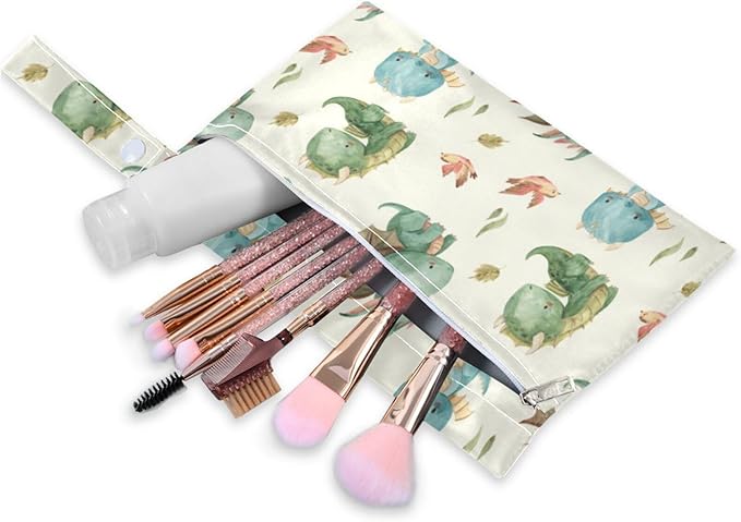 Watercolor Dragon Wet Dry Bag for Baby Cloth Diaper Waterproof Reusable Travel Wet Bag with Two Zippered Pockets for Swimsuits, 2 Pcs