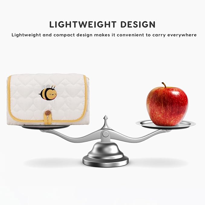 SONARIN Cute Portable Baby Changing Mat,Waterproof Folding Diaper Changing Pad Lightweight Travel Nappy Changing Mat Changing Station with Pocket for Newborns Infants(Bee)