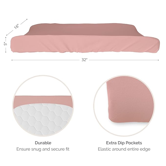 Natemia Organic Cotton Changing Pad Cover (16x32) – Silky Soft Fitted Baby Changing Pad Cover, for Changing Tables, Contoured Pads, Cradle & Bassinet, Neutral Nursery Essential for Boys & Girls
