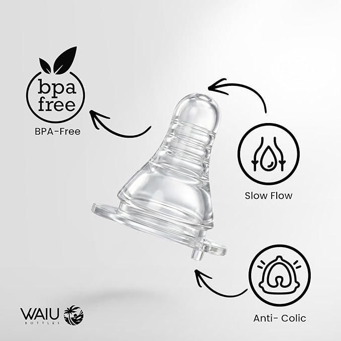Waiu Insulated Baby Bottle Replacement Nipple, BPA-Free, Anti-Colic Vented Nipple