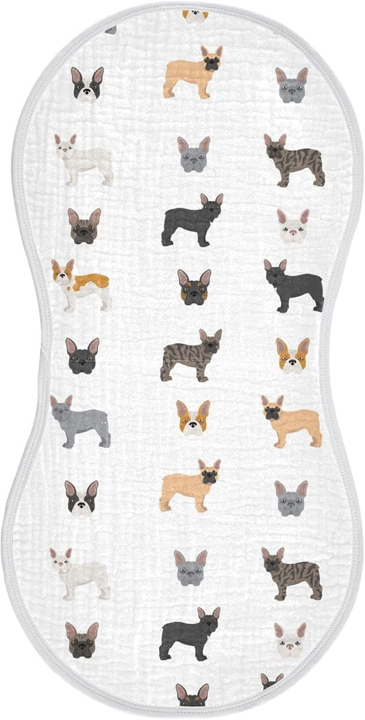 vvfelixl Baby Burp Cloths Different French Bulldog Baby Newborn Cotton Burping Cloths Set Baby Washcloths 4 Pack