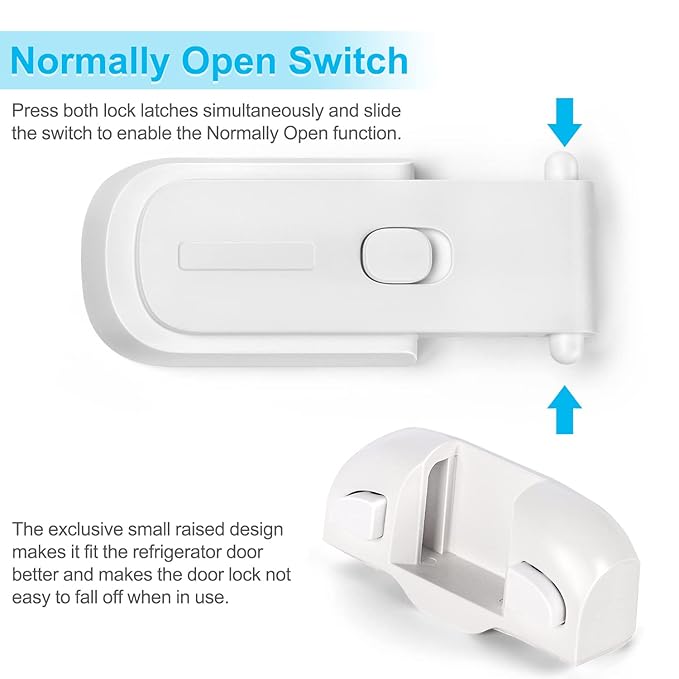 CLYMENE Refrigerator Fridge Freezer Door Lock for Kids, Child Proof Refrigerator Latch Lock to Keep Door Closed, No Tools Required and Easy Installation (White)