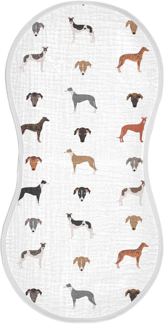 vvfelixl Muslin Burp Cloths English Greyhound Dogs Baby Washcloths for Baby Girl Boys 2 Pack