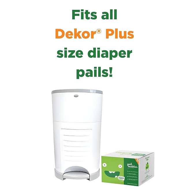 Pail Buddies Diaper Pail Refills | 6 Count Value Pack Holds 3,600 Diapers | Compatible with Dekor Plus Diaper Pail | Strong, Durable Refill Bags with Odor Eliminating Fresh Baby Powder Scent