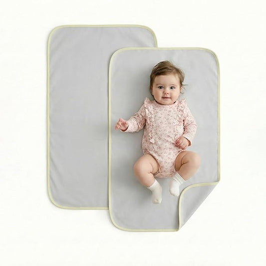 Cotton Baby Diaper Changing Mat - Waterproof & Portable Diaper Changing Pad for Baby Travel or Home, Foldable Mat Fits Perfectly in Diaper Bag, 27 x 20 inches