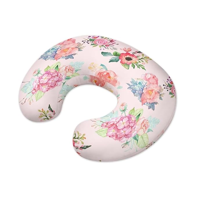 Pink Flower Nursing Pillowcase for Newborn Baby Boys Girls, Comfortable and Breathable Breastfeeding Bottle Feeding Pillow Cover for Baby Boys Girls Infant