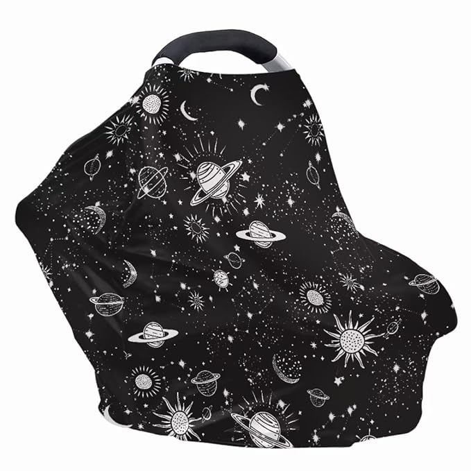 Coldinair Outer Space Planets Multifunctional Nursing Cover Multi Use Cover for Baby Car Seat Canopy Shopping Cart Cover,Stroller Cover