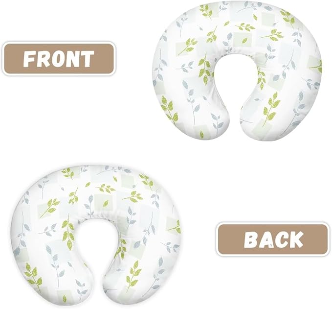 Pillow Covers，Pillowcase for Nursing Pillow and Positioner for Breastfeeding and Bottle Feeding，Propping Baby，Fits The Original Support for Breastfeeding Green Leaf Pattern