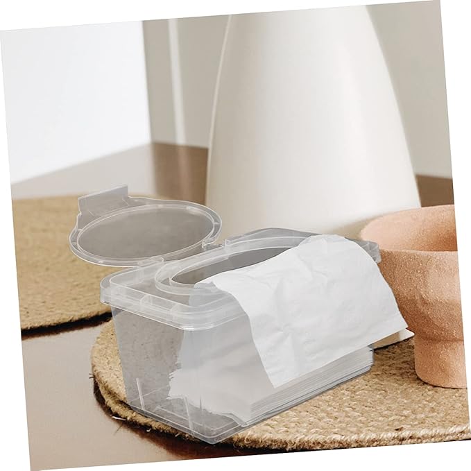 2pcs Wipes Box Clear Container with Lid Plastic Face Mask Dust Mask Wipes Pouch Case Wipe Dispenser Refillable Wipes Dispenser Holder Pp Toilet Wipes Holder Filling