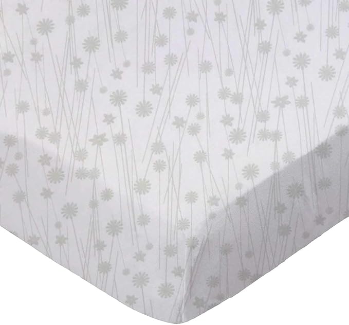 SheetWorld Baby Fitted Bassinet Sheet Fits Nuna Mixx 12 x 29 inches, 100% Cotton Woven Sheet, Unisex Boy Girl, Grey Floral Stems, Made in USA