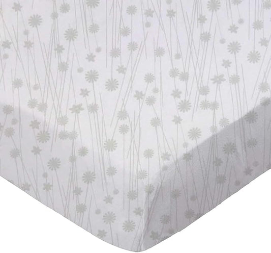 SheetWorld Baby Fitted Bassinet Sheet Fits Maxi COSI 20 x 32 inches, 100% Cotton Woven Sheet, Unisex Boy Girl, Grey Floral Stems, Made in USA