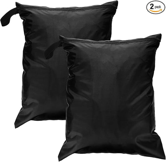 uxcell 2 Pcs Wet Dry Bags, 16" x 20" Waterproof Travel Bags with Two Zippered Pockets, Gym Bag for Beach Pool Swim Suit and Wet Clothes Black