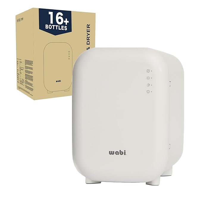 WABI UV LED 3-in-1 Sanitizer & Dryer MINI Box | Disinfect, Dry, & Store Everyday Items, Baby Feeding Gear, and Electronics | Touch Control, LED (No Mercury) | Smart Storage Mode | Fits 4-6 Baby Bottle