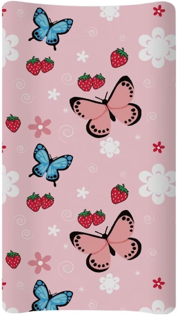 Butterfly Floral Changing Pad Cover Waterproof Soft Universal Tray Table Mat Durable Breathable Nursery Pad Change Cover Stretchy Changing Table Cover Infant