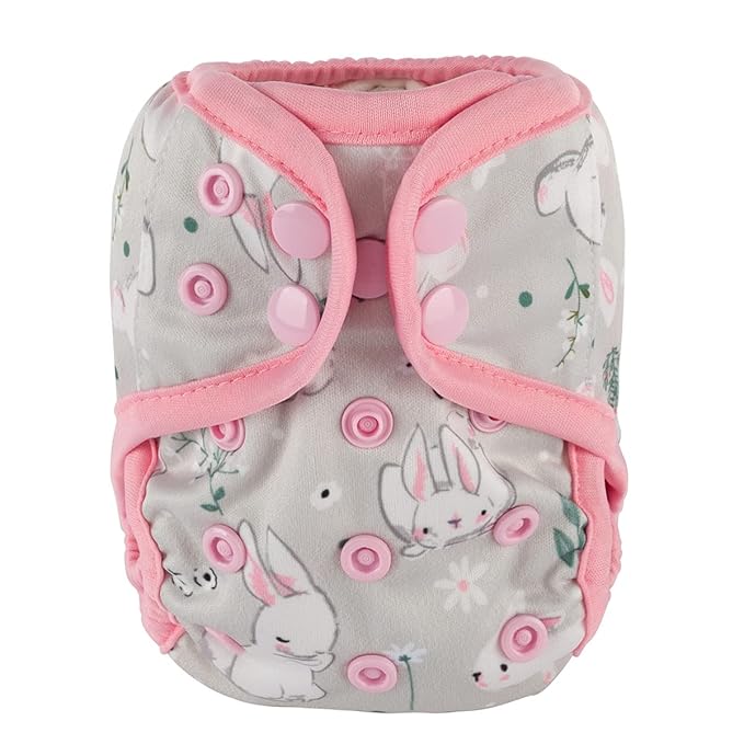 3 Newborn Baby Diaper Nappy Covers 8lbs-10lbs for Girls (Floral Bloom Rabbit Pack)