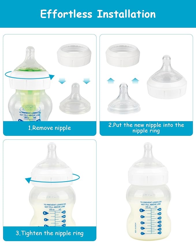 Silicone Nipple for Dr. Brown's Natural Flow Level 1 Wide-Neck Baby Bottle, 0m+, Slow Flow, 6 Pack