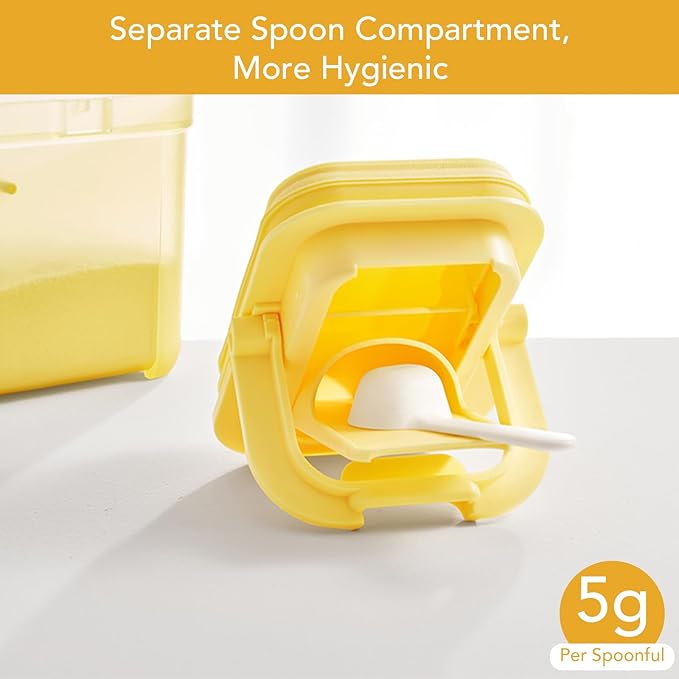 Shockproof Airtight Baby Formula Container with Scoop，Baby Formula Dispenser for Travel Outdoor Activities,BPA Free (Yellow, 500ml)