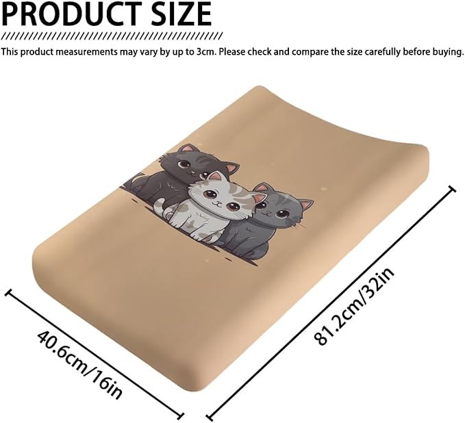 Changing Pad Covers for Boys Girls, Cartoon Cat Diaper Changing Table Pad Cover Soft Breathable Changing Mat Cover for 32''x16" Cute Birthday Gifts for Baby