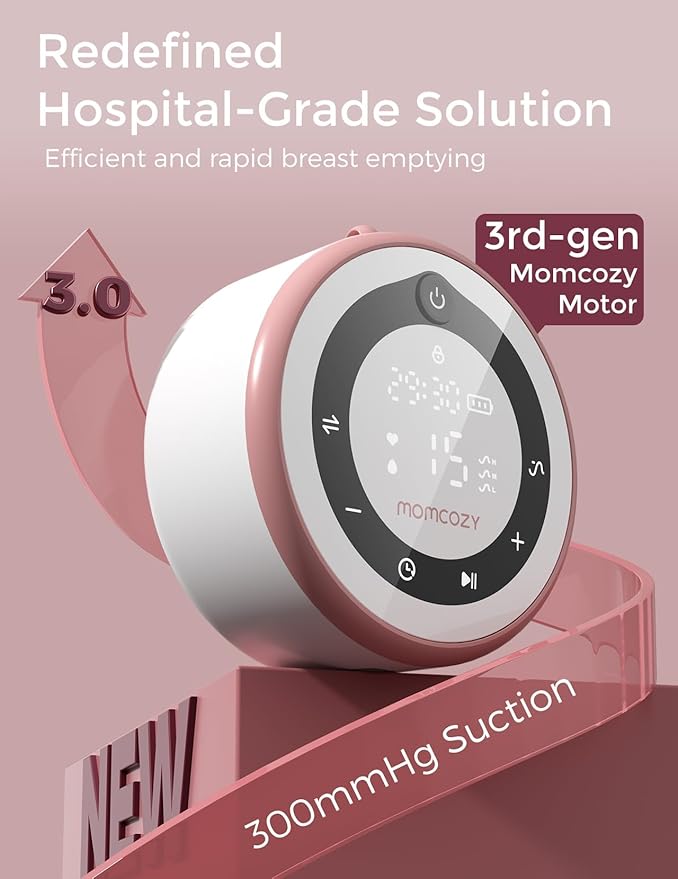 Momcozy V1 Pro Wearable Breast Pump, Hospital-Grade Pocket Primary Pump, Hands-Free Portable Pump with Lightweight Visible Cups for Real Milk Removal