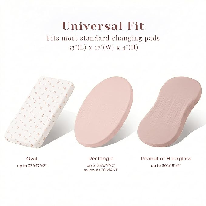 3 Pack Muslin Changing Pad Covers for Girl, Boy, 100% Soft Cotton Changing Table Cover, Breathable Baby Nursery Diaper Change Pad Fitted Sheets (Daisy Petal)