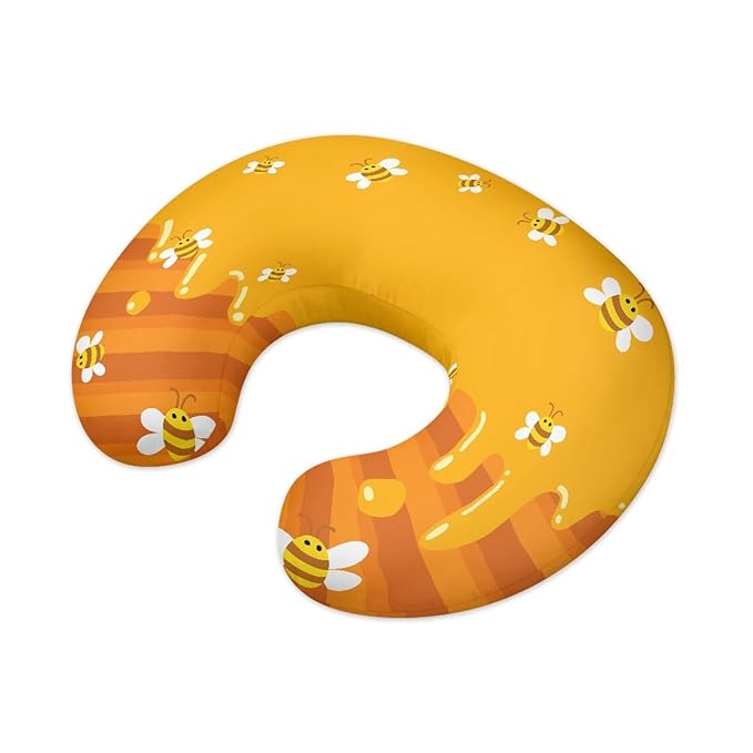 Forchrinse Cute Bee Nursing Pillow Cover for Girls Princess Nursing Pillow Slipcover for Breastfeeding Moms,Easy to Care