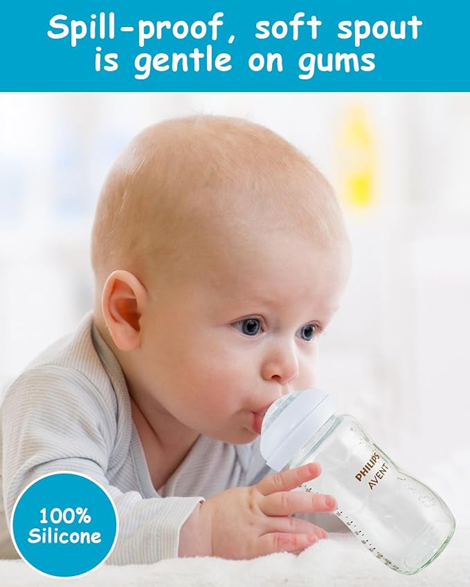 Sippy Spout Nipples for Philips Avent Natural Baby Bottles, My Grippy Spout Sippy Cup & Natural Trainer Sippy Cup, Soft 100% Silicone, 6m+, 2 Count