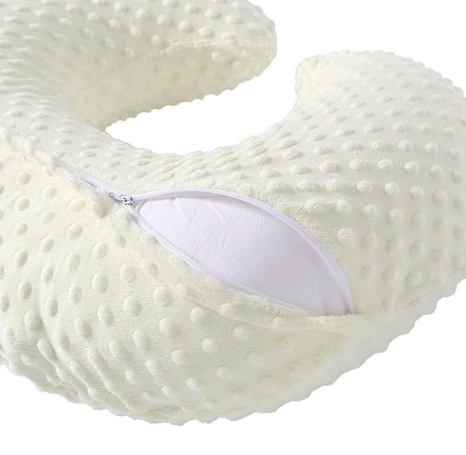 Nursing Pillow Cover Breastfeeding Pillow Cases Plush Dot Slipcover Pillow Shams (CreamYellow)