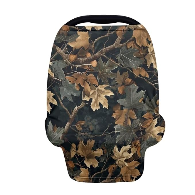 Coldinair Jungle Dead Leaf Car Seat Covers for Girls Multi-use Cover Baby Carseat Canopy Cow Print Nursing Cover for Breastfeeding