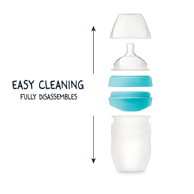 Tiny Twinkle Silicone Baby Bottle with Comfort Grip and Soft Flexible Nipple - Squeezably Soft Baby Bottles for Newborn and Up (Mint, 6 Ounce - 2 Pack)