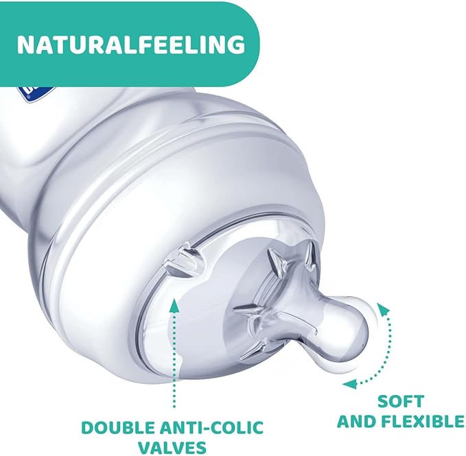Chicco Teat NaturalFeeling 0M+ Normal Flow Silicone Angled Vented Bottle Nipple