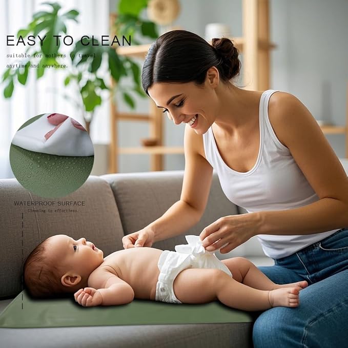 Wipeable Changing Pad for Baby, Black Diaper Changing Mat for Baby Travel or Home, Foldable Mat Fits Perfectly in Diaper Bag (67-18)