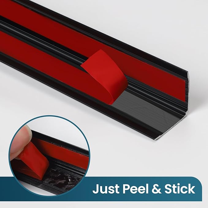 4PCS 36" Black Metal Corner Protector, Peel and Stick Aluminum Corner Guards L molding Tile Trim, Suit for Wall Door Frame Cabinet Baseboard Decor, Size 36in x 0.8in (Pack of 4)