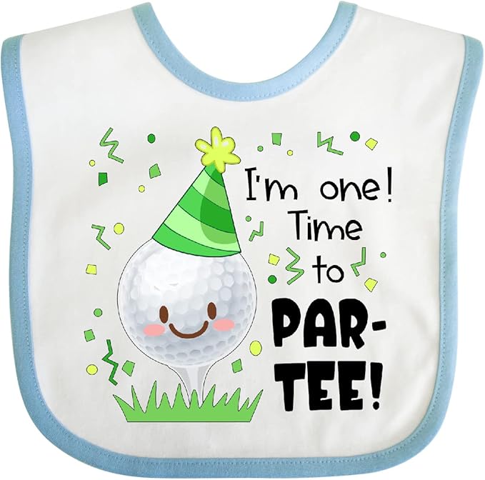 inktastic I'm 1 Time To Par-Tee Golf First Birthday Baby Bib