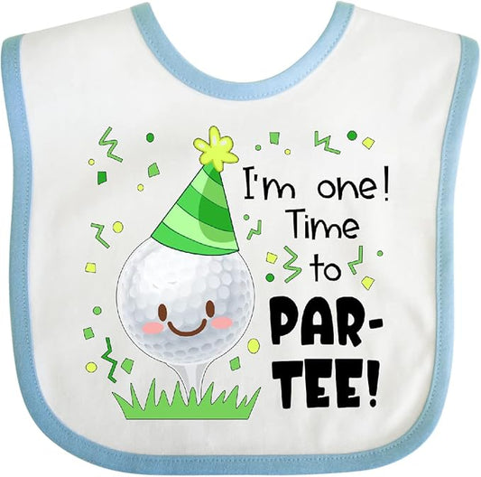 inktastic I'm 1 Time To Par-Tee Golf First Birthday Baby Bib