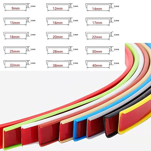 12m U-Shape Self Adhesive Veneer Edge Banding, Self-Locking Flexible TPE Stick Veneer Edgeband Peel Trim Collapsible Edge Guards for Table Cabinet Furniture Restoration（Gray-36mm）