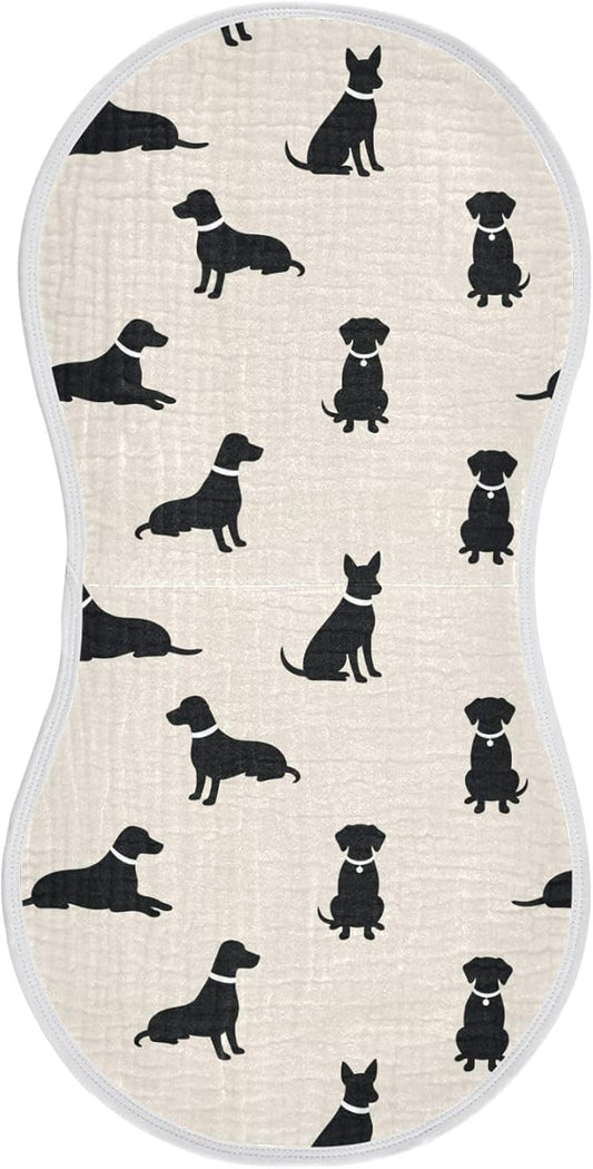1 Pack Muslin Burp Cloths Dogs Beige Cotton Baby Burp Cloths Extra Absorbent and Soft Thick Burping Cloth for Newborn Babies 22x11 Inch