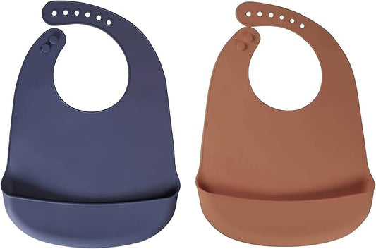 Silicone Bibs For Babies- BPA-Free Waterproof Bib With Pocket- Dishwasher Safe Feeding Bib With Food Catcher