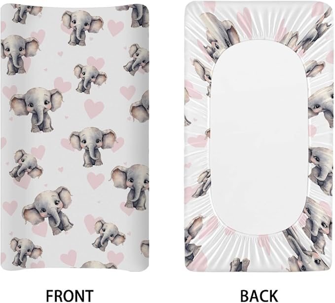 GOSTONG Elephant Puzzle Changing Pad Cover for Girls Boys Soft Comfortabel Baby Nursery Diaper Chaning Pad Sheets Machine Washable Diaper Table Cover
