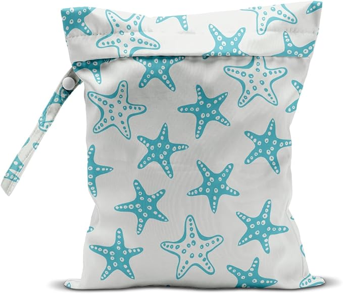 Wet Dry Wet Bag for Swimsuit Towel Baby Travel Cloth Diapers Beach Gym Toiletries Makeup Storage Bag Summer Vacation Essential Holiday Beach Ocean Starfish