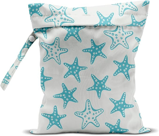 Wet Dry Wet Bag for Swimsuit Towel Baby Travel Cloth Diapers Beach Gym Toiletries Makeup Storage Bag Summer Vacation Essential Holiday Beach Ocean Starfish