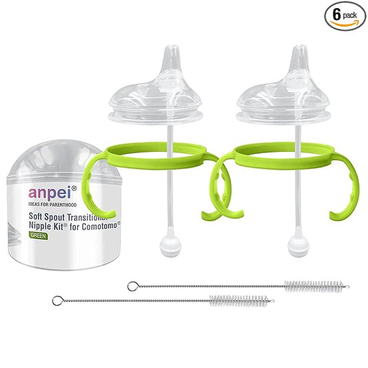 Step 1 Transitional Weighted Straw and Handles Self-Feeding Kit Compatible with Comotomo Silicone Nipples, Medium and Fast Flow | 4 Months +
