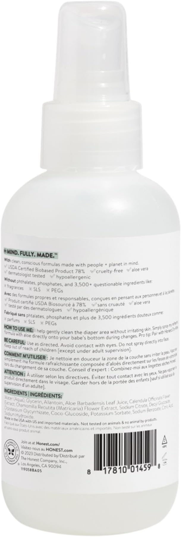 The Honest Company Diaper Rash Cream Spray + Soothing Baby Bottom Wash Bundle | Hypoallergenic, Naturally Derived, Non-Irritating, Cruelty Free | 2 fl oz, 5 fl oz