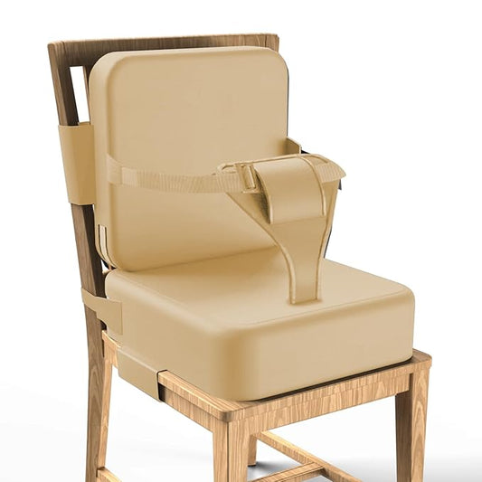 Toddler Booster Seat for Dining Table,Booster Seat for Kitchen Chair with Extended Straps,2PCS Portable with Safety Buckles,Suitable for Kids Aged 3-12 in Restaurants(Earthy Yellow)