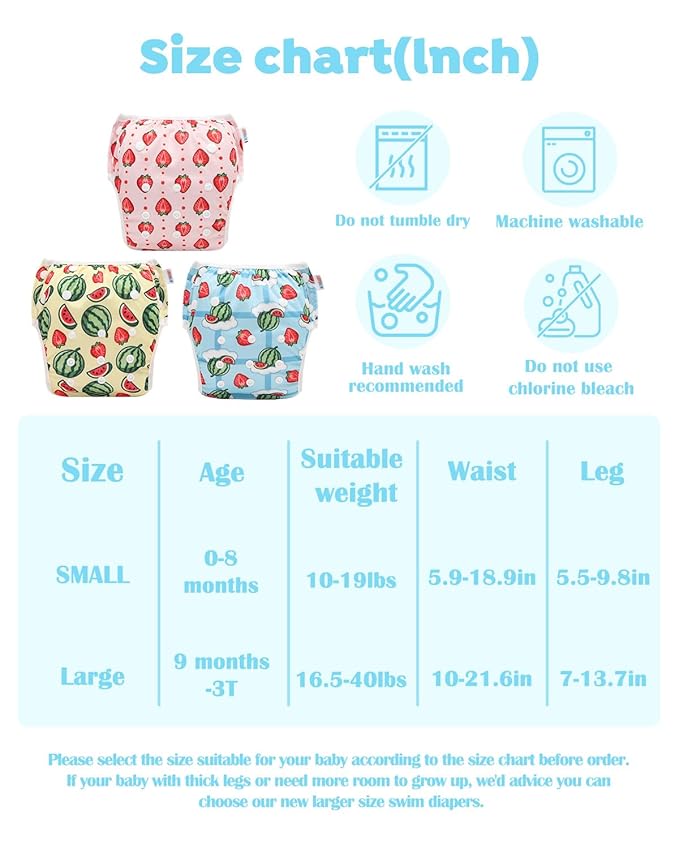 ALVABABY Swim Diapers 3pcs Baby Toddler Snap One Size Reusable Adjustable Baby Boys' Swim Diapers for Swimming Lessons 3SWY76