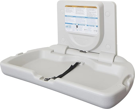 ECR4Kids Horizontal Wall-Mounted Changing Station with Slim Back, Baby Changer, White Granite