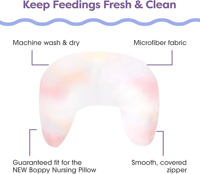 Boppy Nursing Pillow Cover - Soft, Hypoallergenic Washable Microfiber Bottle & Breastfeeding Pillow Covers (Redesigned Feeding Pillow Sold Separately) - Rainbow Sherbet