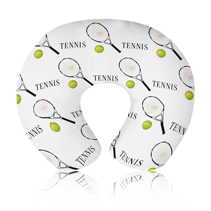 Baby Nursing Pillow Cover - Personalized Name Tennis Theme Breastfeeding U-Shaped for Bottle Feeding, Ultra Soft Comfortable Breastfeeding Pillow Cover for Infant Baby Boys and Girls