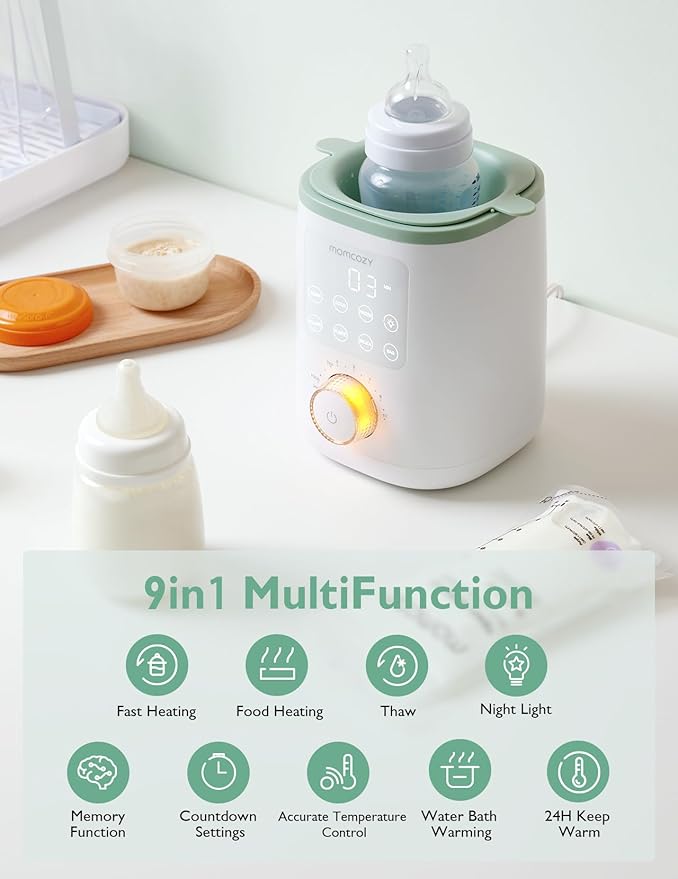 Momcozy Nutri Bottle Warmer & Momcozy Bottle Brush Kit Green